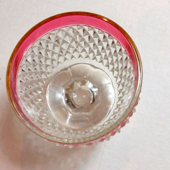 Vintage Indiana Glass Cranberry Rimmed Creamer Sugar Bowl & Underplate - Picture 9 of 10